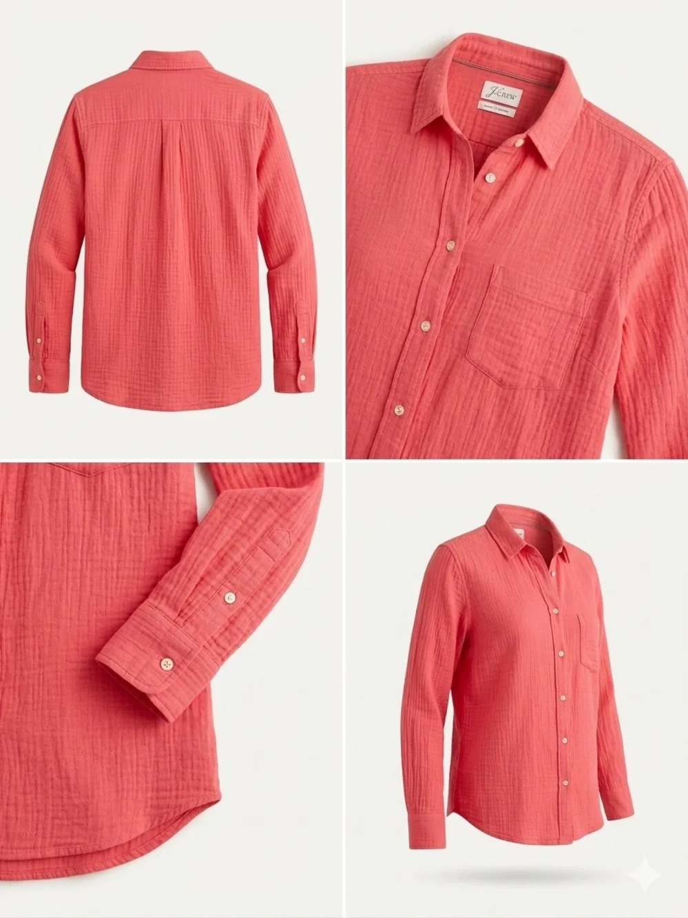 J. Crew Coral Button-Down Textured Shirt